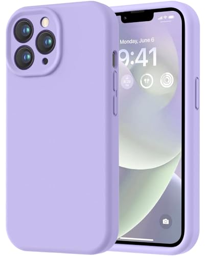 Image of LOVE 3000 Designed for iPhone 13 Pro Max Case, Premium Silicone with [Soft Anti-Scratch Microfiber Lining] Shockproof Protective Phone Case for Men Women Girls 6.7 inch, Light Purple
