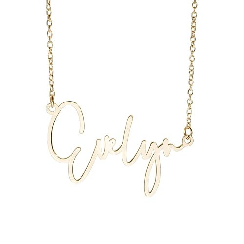 PicturesOnGold.com Custom Gold Name Necklace For Women Personalized Necklace in Dainty Modern Script Gold Name Necklace Personalized with any Name