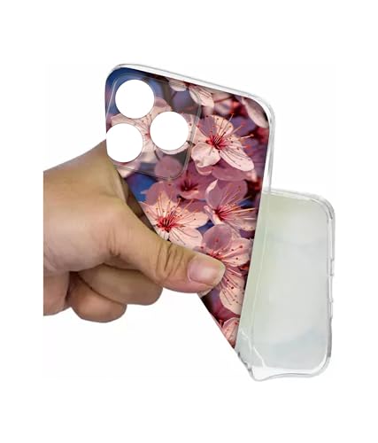 Image of Pink Flowers Pattern Design Printed Silicon Soft TPU Back Case Cover for Realme C63 4G / Narzo N63 4G