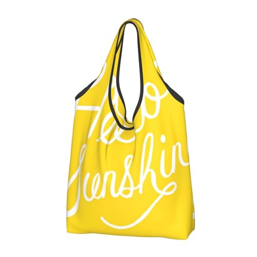 Lot de 3 grands sacs de courses pliables et réutilisables imperméables Hello Sunshine