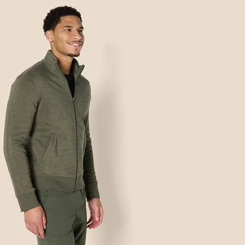 Image of Amazon Essentials Men's Standard Full-Zip Fleece Mock Neck Midweight Sweatshirt with Pockets