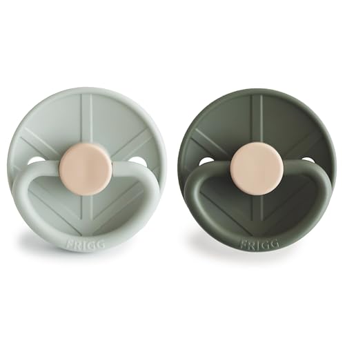 Image of FRIGG Little Viking SilkySoft Silicone Baby Pacifier 2-Pack | Made in Denmark | BPA-Free (Sage /Olive, 0-6 Months)