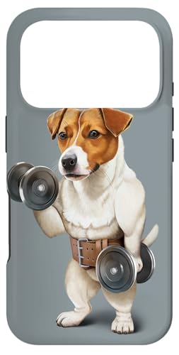 ジャックテリア 犬の筋トレ ダンベル付き フィットネスジム スマホケース iPhone 17 Pro 用