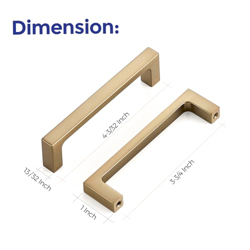 Image of Ravinte Champagne Bronze Kitchen Square Cabinet Handles 3-3 /4 Inch 30 Pack | Modern Slim Style, Solid Zinc, Square Design, Screws Included, Easy Installation, for Kitchen Drawers & Cupboards