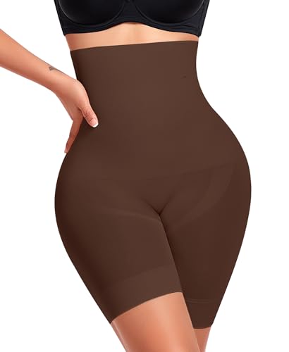 Image of Werena Tummy Control Shapewear Shorts for Women Seamless High Waisted Body Shaper Shaping Underwear Girdle Panties(A1# Brown-5, Large)