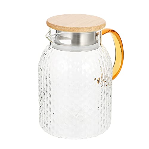1pc Glass Cold Water Jug Water Bottle Glass Water Pitcher Glass Water Jug Water Pitcher with Handle Large Capacity Water Pitcher Large Capacity Pitcher for Kitchen Water Carafe