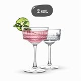 GOSOYO Kieliszki Vintage Coupé, zestaw 2 szt. (260 ml), do szampana, wina, martini, koktajli, do long drinków, kryształowe kieliszki do czerwonego wina i białego wina