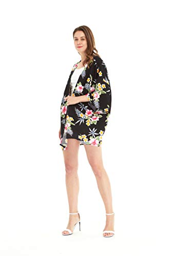 Matching Hawaiian Luau Mother Son Kimono Boy Shirt in Hibiscus Black4