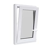 Tilt & Turn Casement Basement Window - Left Inswing, 30' W x 42' H, Premium uPVC Argon Double Pane Windows...