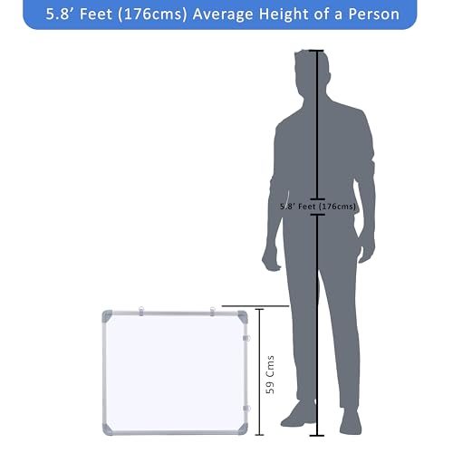 Image of Eduway 2x2 Feet Kunj Non-Magnetic Double-Sided White Board and Chalkboard Combo with 1 Marker and 1 Duster | Ideal Use for Home, Office, with Sliding Hanging Clips, Robust Aluminum Frame (59x59 cms)