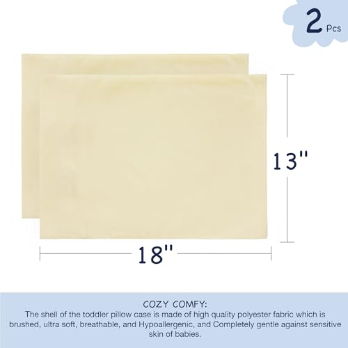 Image of EXQ Home Toddler Pillowcases Zippered 13x18 Travel Pillow Case Set of 2, Small Pillow Case Fits Baby Pillow Sized 12x16, 13x18, Kids Pillowcases 2 Pack Machine Washable (Camel)
