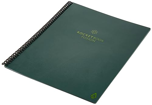 Image of Rocketbook Fusion Smart Reusable Notebook - Calendar, To-Do Lists, and Note Template Pages with 1 Pilot Frixion Pen & 1 Microfiber Cloth Included - Terrestrial Green Cover, Letter Size (8.5 inch x 11 inch)