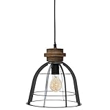 Cette suspension en fer laissera passer un éclairage parfait à travers son abat-jour cage gris D. 25 x H. 19 cm à la forme unique.