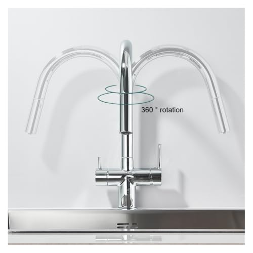 Robinet de cuisine anti-éclaboussures noir mat mitigeur double commande eau pure - 6