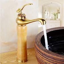 3G DECOR High Counter Basin Mixer Tap with Long Spout with Marble Stone (Onyx Marble)