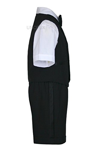 Unotux Boy Eton Formal Black Short Vest Set Suit Christening Baptism Easter S-4T (4T) #TOP4