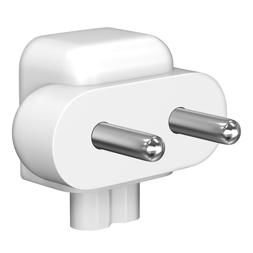 Image of Sounce Indian Style Duck Head Plug Adapter for Apple Power Adapters Compatible with MacBook Pro Air PowerBook iBook iPhone iPad iPod Supports 45W 60W 65W 85W Indian 2 Pin Socket Fit Secure Use (White)