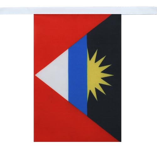 Image of AZ FLAG Antigua and Barbuda 6 meters BUNTING Flag 20 flags 9'' x 6'' - Antiguan Barbudan STRING flags 15 x 21 cm