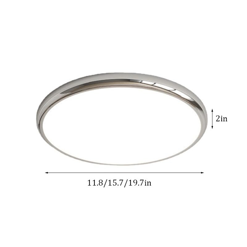 Plafonnier LED chic rond chromé dimmable tricolore pour chambre - 6