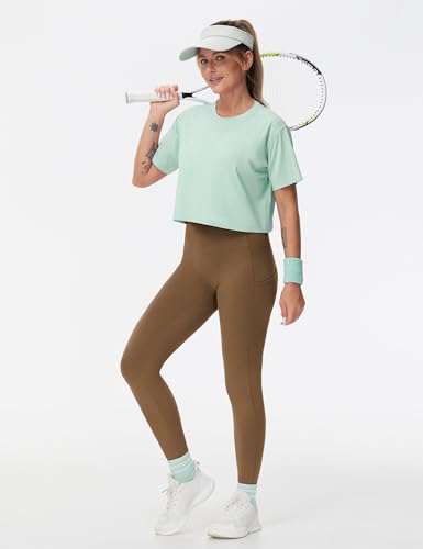 Image of THE GYM PEOPLE Thick High Waist Yoga Pants with Pockets, Tummy Control Workout Running Yoga Leggings for Women