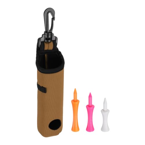 YELARXI 2Pcs Golf Ball Carry Bag with Clip and 6Pcs Golf Tees, Khaki