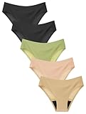 TIICHOO Periodenunterschwäsche Mädchen Bequem Nahtlos Perioden Unterwäsche Kinder 5er Pack (13-15 Jahre,2 Schwarz/Beige/Rosa/Grün)
