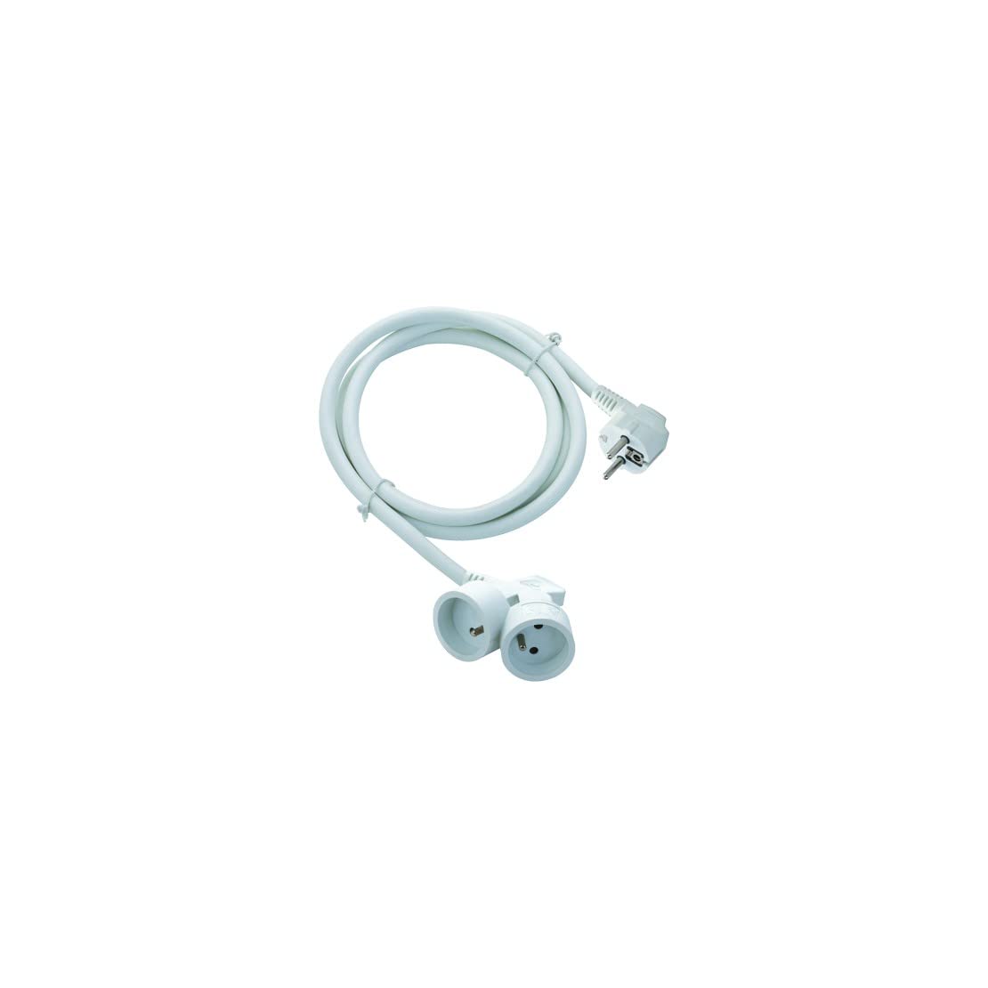 Chacon prolongateur rallonge HO5VVF 3G1,​5-​3m Double tête Blanche.