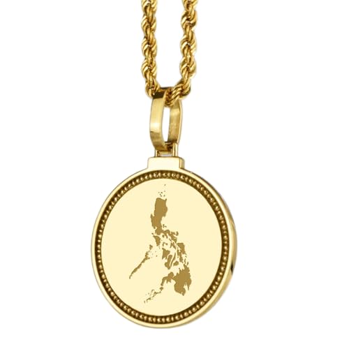 Pendentif carte Philippines argent plaqué or pour le quotidien