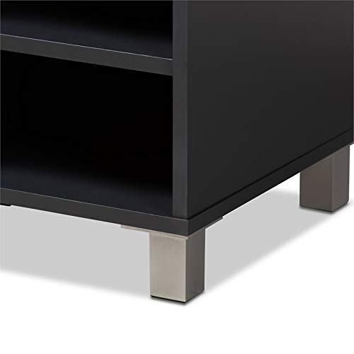Baxton Studio Shirley Modern And Contemporary Dark Grey Finished 2-Door Wood Shoe Storage Cabinet With Open Shelves #TOP3
