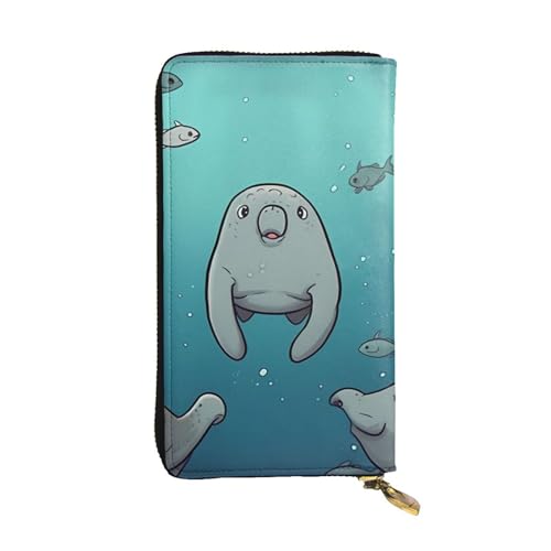 Crazy Save Manatee Wallet For Women Men Clutch Rfid Blocking Leather Wallets Large Capacity Purse Credit Card Holder Money Case With Zipper Phone Holder Long Travel Purse
