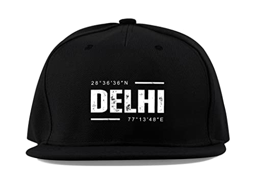 Casquette de baseball Delhi Coordinates en coton fin contre la chaleur, visière plate noire