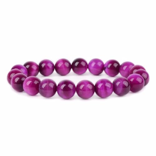 AA Dyed Rose Tiger Eye Gemstone 10mm Round Beads Stretch Bracelet 7 Inch Unisex