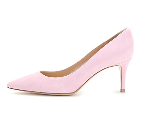 EDEFS - Escarpins Femme - Kitten-Heel Chaussures - Bout Pointu Fermé - Classique Bureau Soiree Shoes - Pink - Taille 39