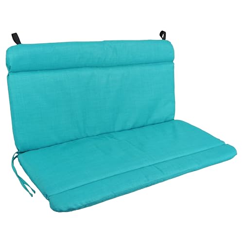 Blazing Needles Outdoor Seat/Back Loveseat Cushion, 42" x 40", Aqua Blue 1 Count