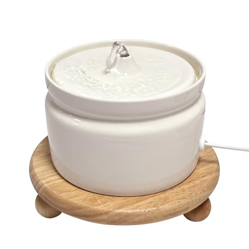 Hululu Ceramic Cat Water Fountain, 1L/32oz Automatic Pet Drinking Fountain with Quiet Pump & Triple Filtration, Durable BPA-Free Ceramic, Easy to Clean, Dishwasher Safe for Cats & Small Dogs