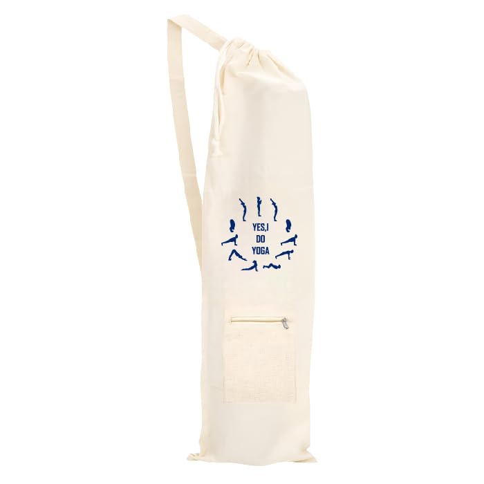 Karma Yoga Mat Bag Cotton Carry Bag Zip Pocket Drawstring and Strap for Yoga Mat Stylish Printed Symbols Meditation Lightweight Bag (I Do Yoga)-image-34