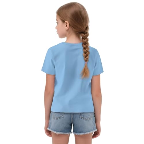 WELLFLYHOM Summer T Shirt for Girls 5-12 Short Sleeve Tee Top Front Knot Blouse Graphic Kids Teens Tunic Top2