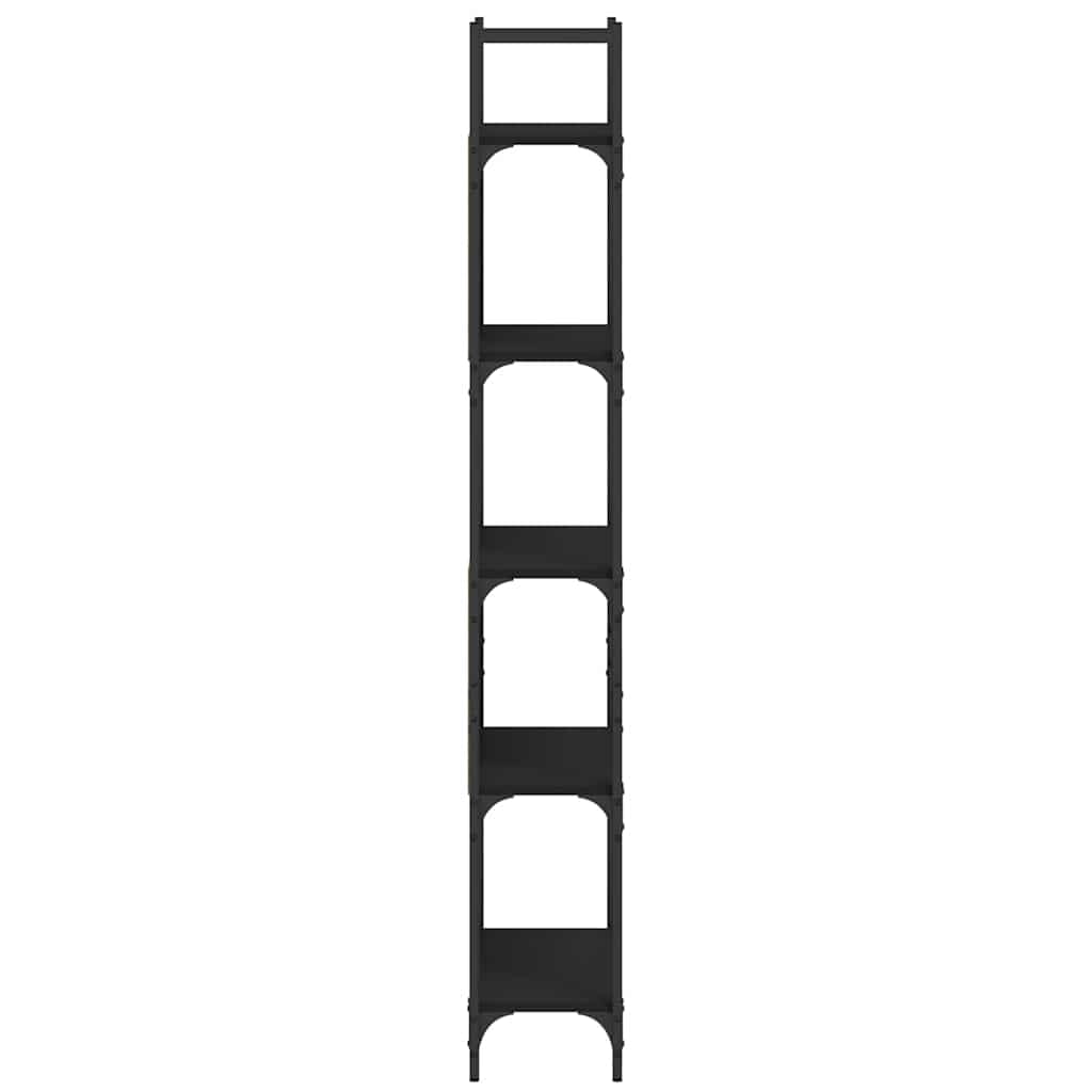 Libreria a 5 ripiani, nero, 60,5 x 24 x 166,5 cm, in legno, acciaio, versatile, per soggiorno, ufficio, camera da letto, cantina, con supporto da parete