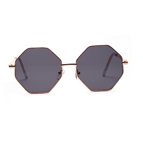GALPADA Chic Retro Polygonal Frame Sunglasses Decorative Beach Vacation Glasses Stylish Eyewear for Men Women (grey)