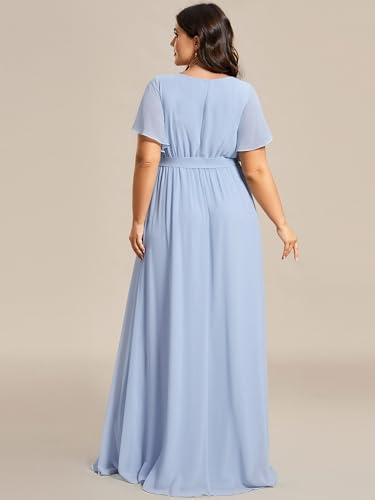 Image of Ever-Pretty Plus Women's Chiffon Bridesmaid Dress A-Line Empire Waist Floor Length Plus Size Formal Wedding Guest Dresses