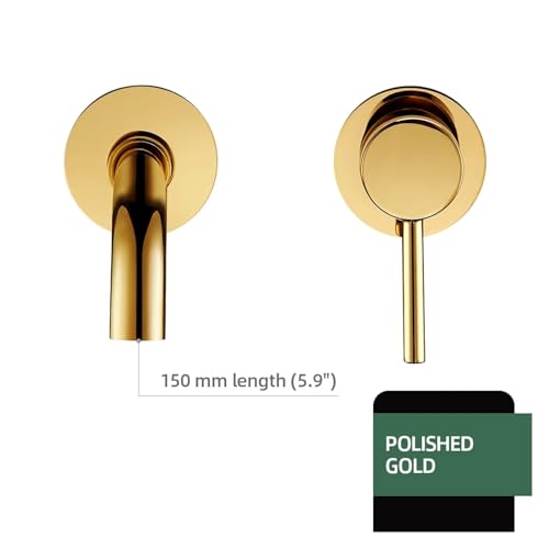 Grifo de lavabo de pared para eliminar salpicaduras y ganar espacio con latón mate 3