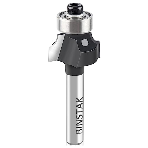 1/8\" Radius Roundover Router Bit 1/4\" Shank, Carbide Tipped Edge Forming Roundover Bit Bead Rounding Over Edging Bit by BINSTAK