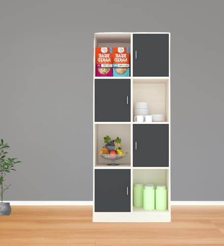 Image of SPECIALITY PANELS 8 Shelf Kitchen Cabinet | Multipurpose Wooden Storage Cupboard with Doors | Semi Open Pantry Organizer | Tall Space Saving Storage Unit for Kitchen Living Room Home | Display Rack