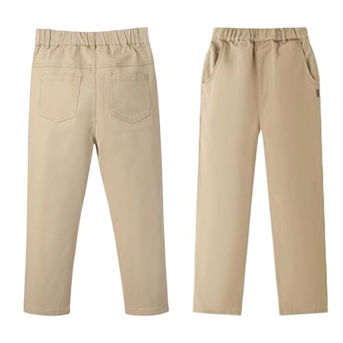 Pantalón jogging niño caqui, pantalones largos y elásticos de estilo informal