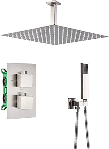 Système thermostatique de douche nickel brossé haute qualité 10 pouces