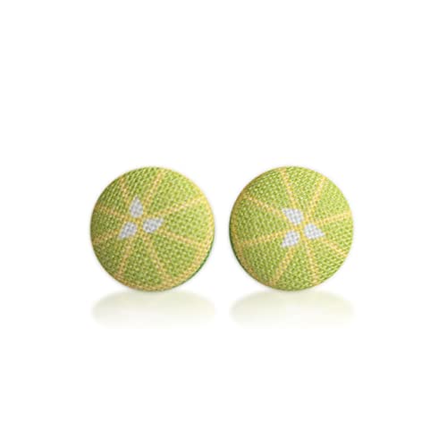 Lime Slice Fabric Button Earrings