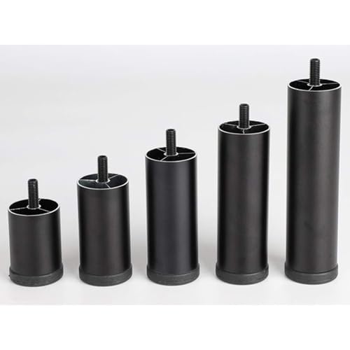 Fashionapple 4 Stück Aluminiumlegierung, Sofafüße, Möbelfüße, Höhenversteller, Schrankersatzbeine, Schrankstützbeine, Möbelbein mit Gewinde – M8-Gewinde(schwarz,20 cm)