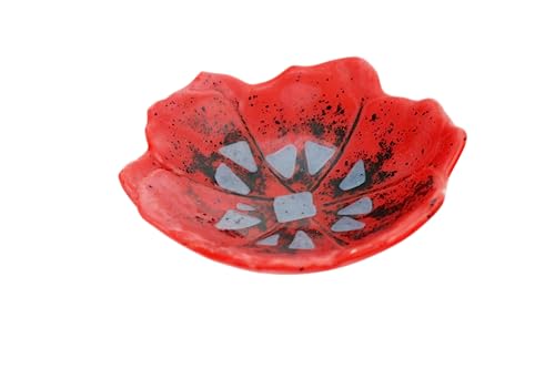 Poppy Flower Dish Bowl Decorative Red Glass Handmade