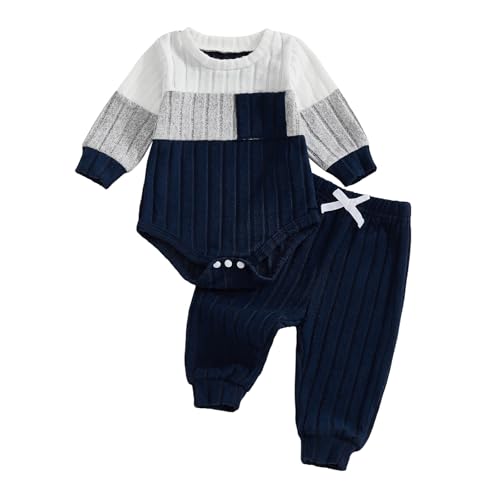 Image of Pivanzore Newborn Baby Boy Clothes Infant Boy Girl Striped Long Sleeve Sweatshirt Romper Bodysuit Soft Fall Winter Outfit
