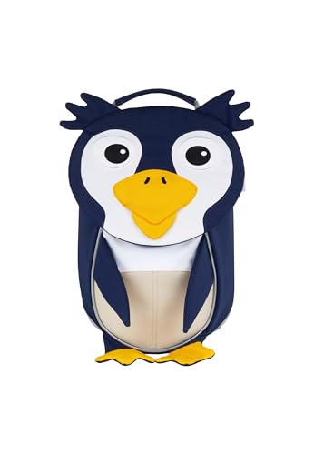 Affenzahn Kleiner Freund Kindergarten-Rucksack für 1-3 Jährige Ergonomisch Reflektierend Ziehzunge mit Namensschild Pinguin - Braun